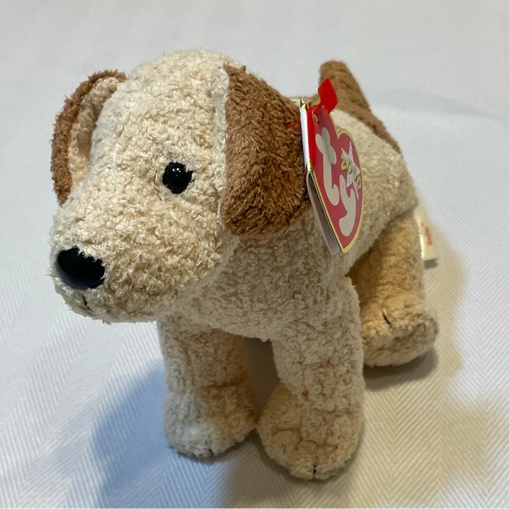 Ty Beanie Baby Dog Rufus. Tan and brown NWT